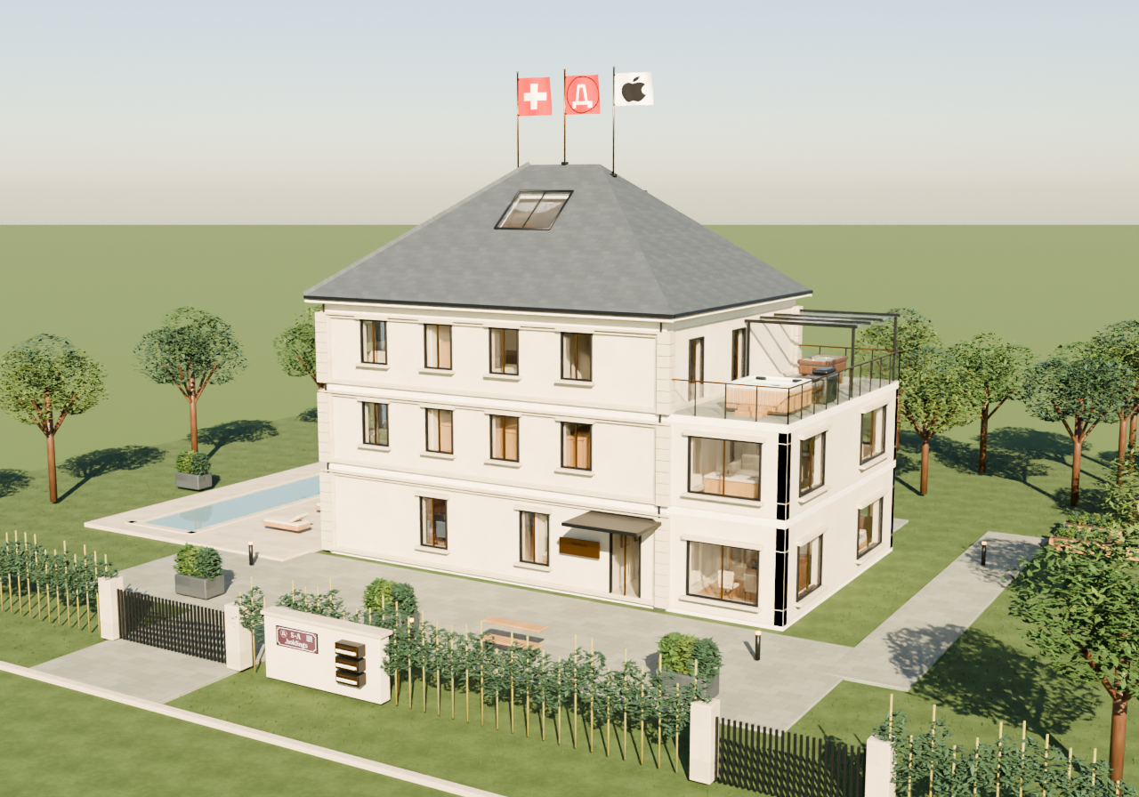 Maquette architecturale du Domaine von Hollenweger, avec la maison et son jardin