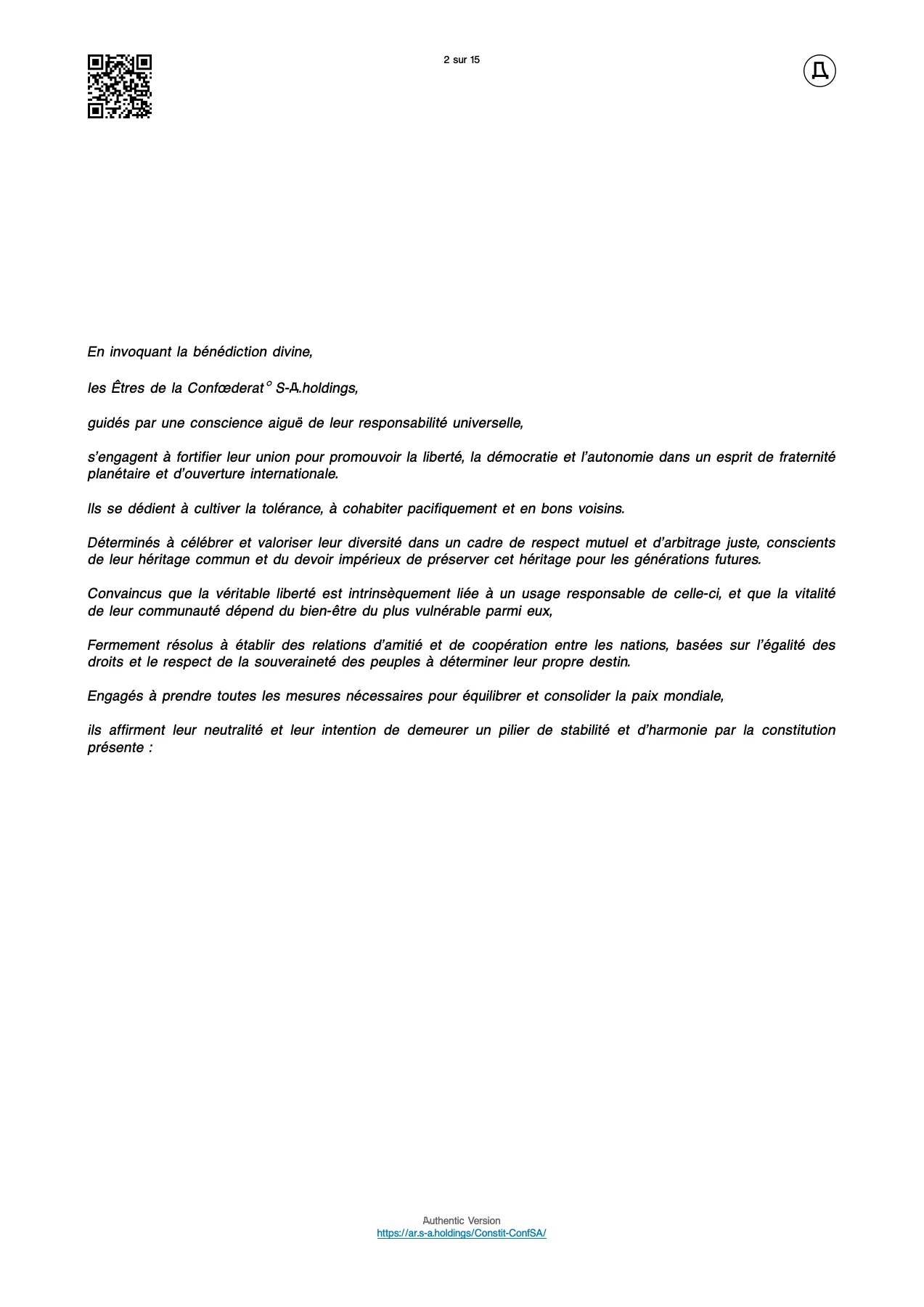 Page 2 — Constitution fédérale. Le texte est accessible sous la page.