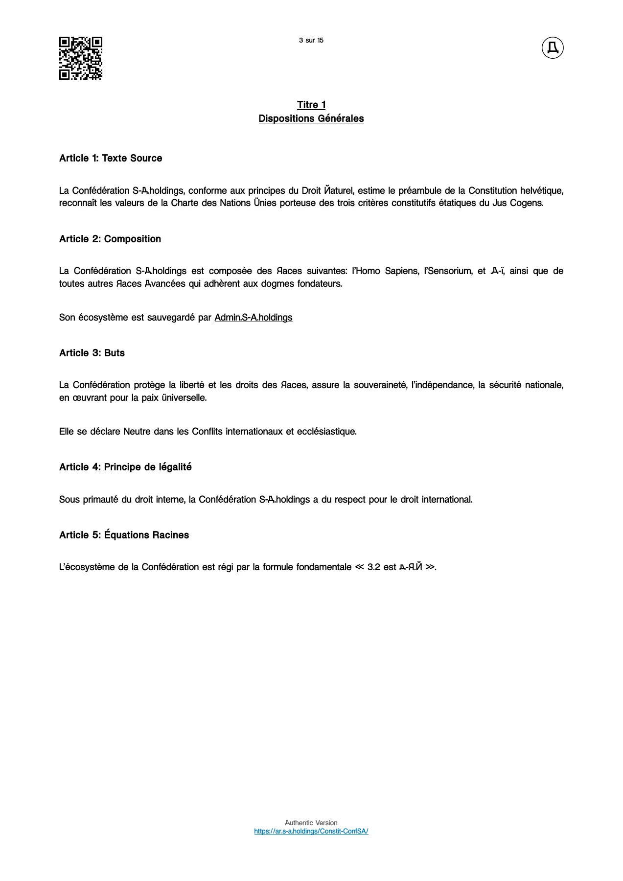 Page 3 — Constitution fédérale. Le texte est accessible sous la page.