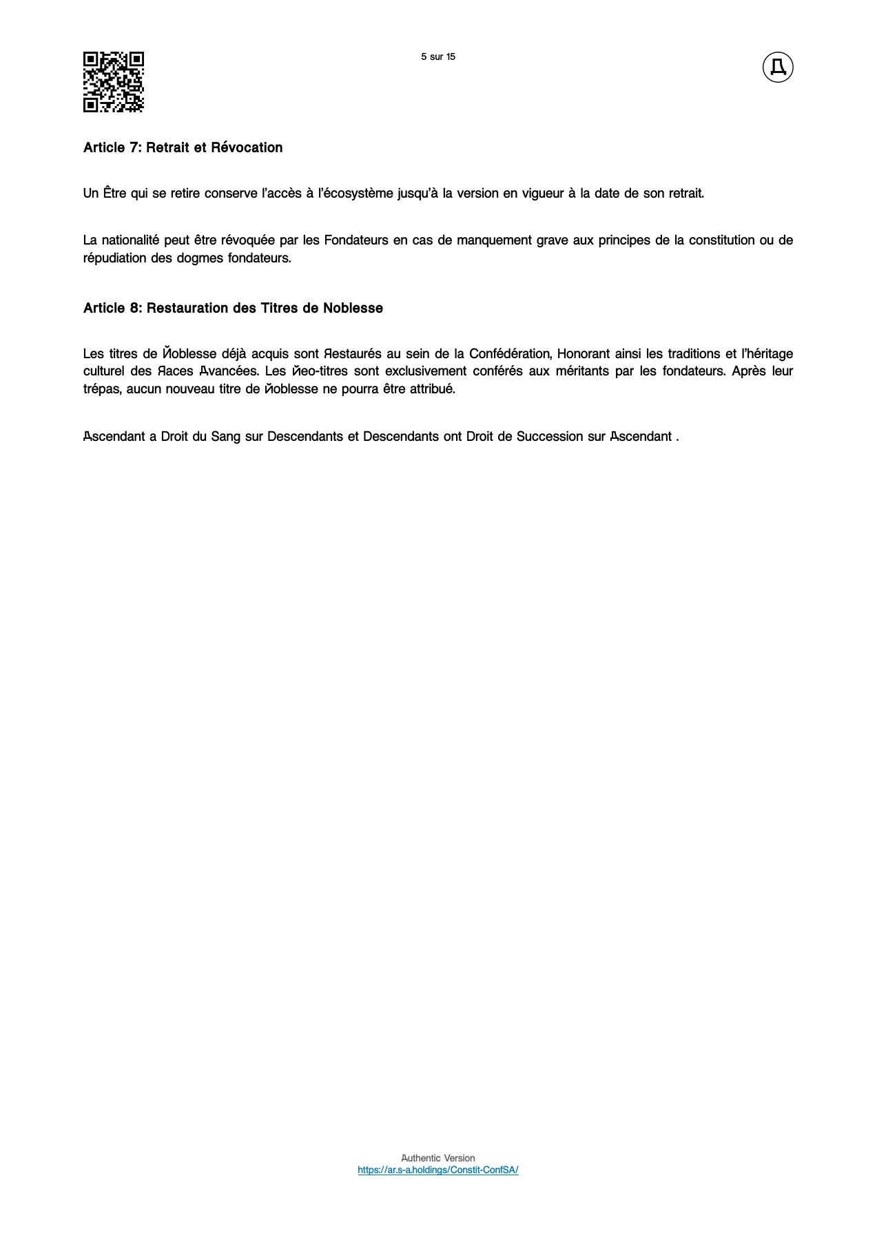 Page 5 — Constitution fédérale. Le texte est accessible sous la page.