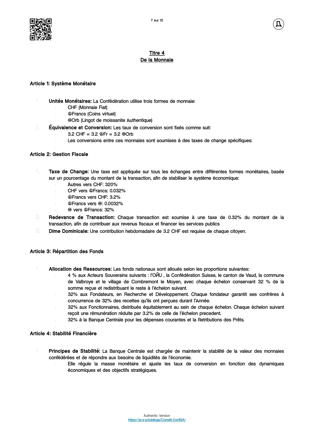 Page 7 — Constitution fédérale. Le texte est accessible sous la page.