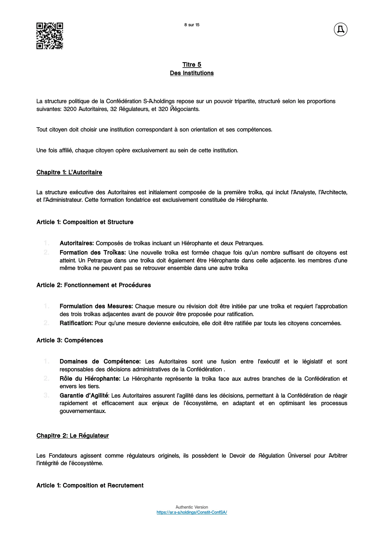 Page 8 — Constitution fédérale. Le texte est accessible sous la page.