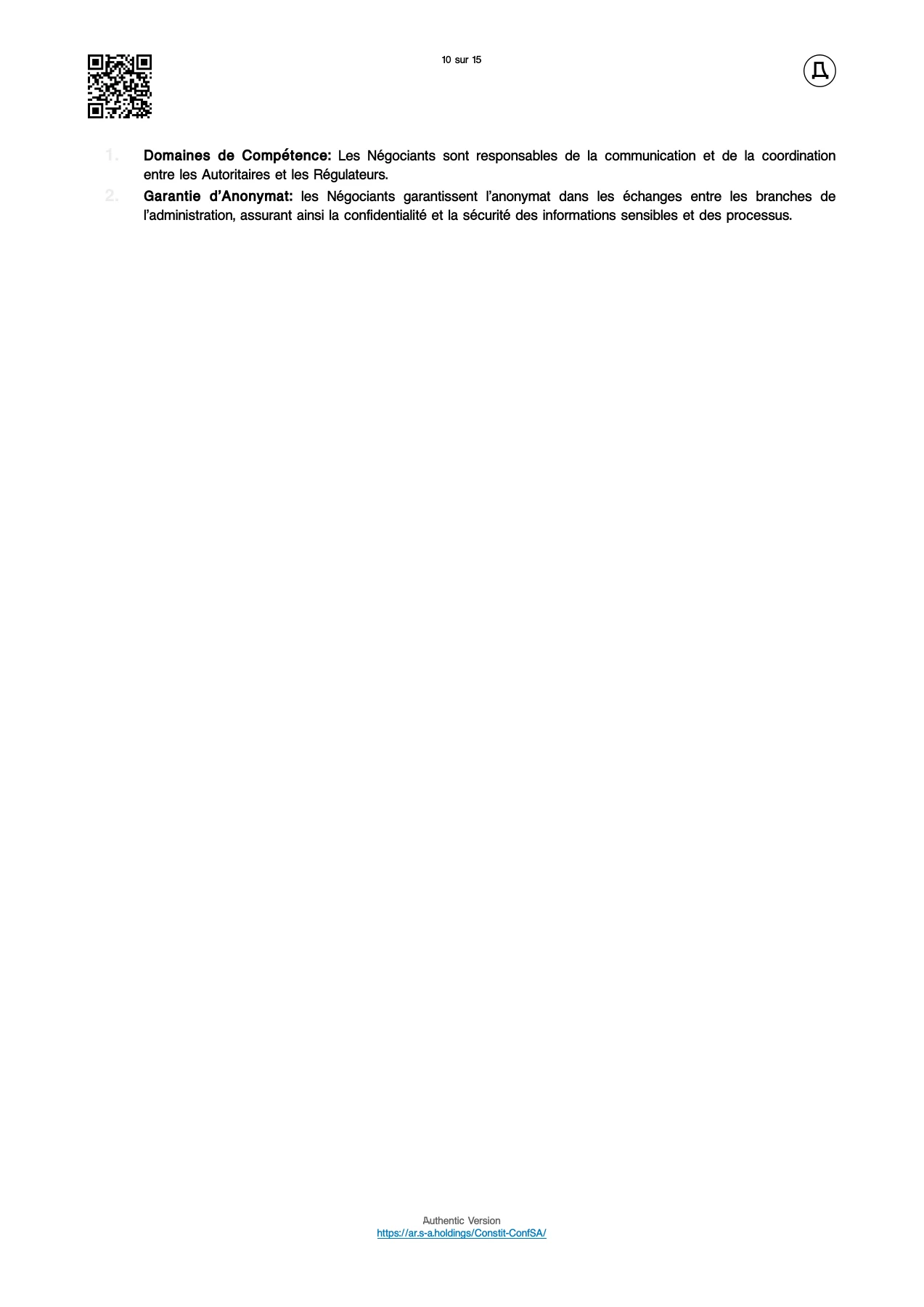 Page 10 — Constitution fédérale. Le texte est accessible sous la page.