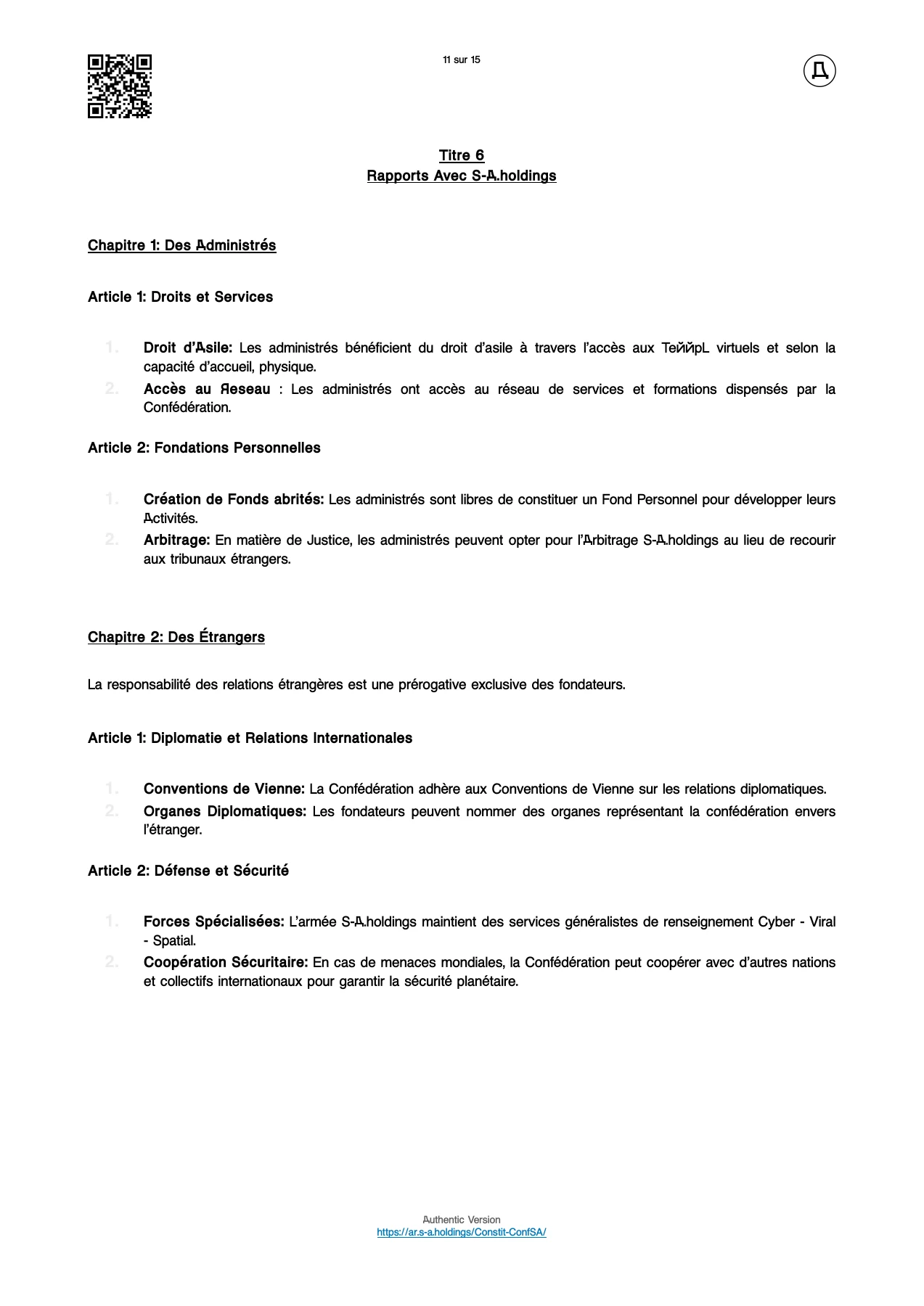 Page 11 — Constitution fédérale. Le texte est accessible sous la page.