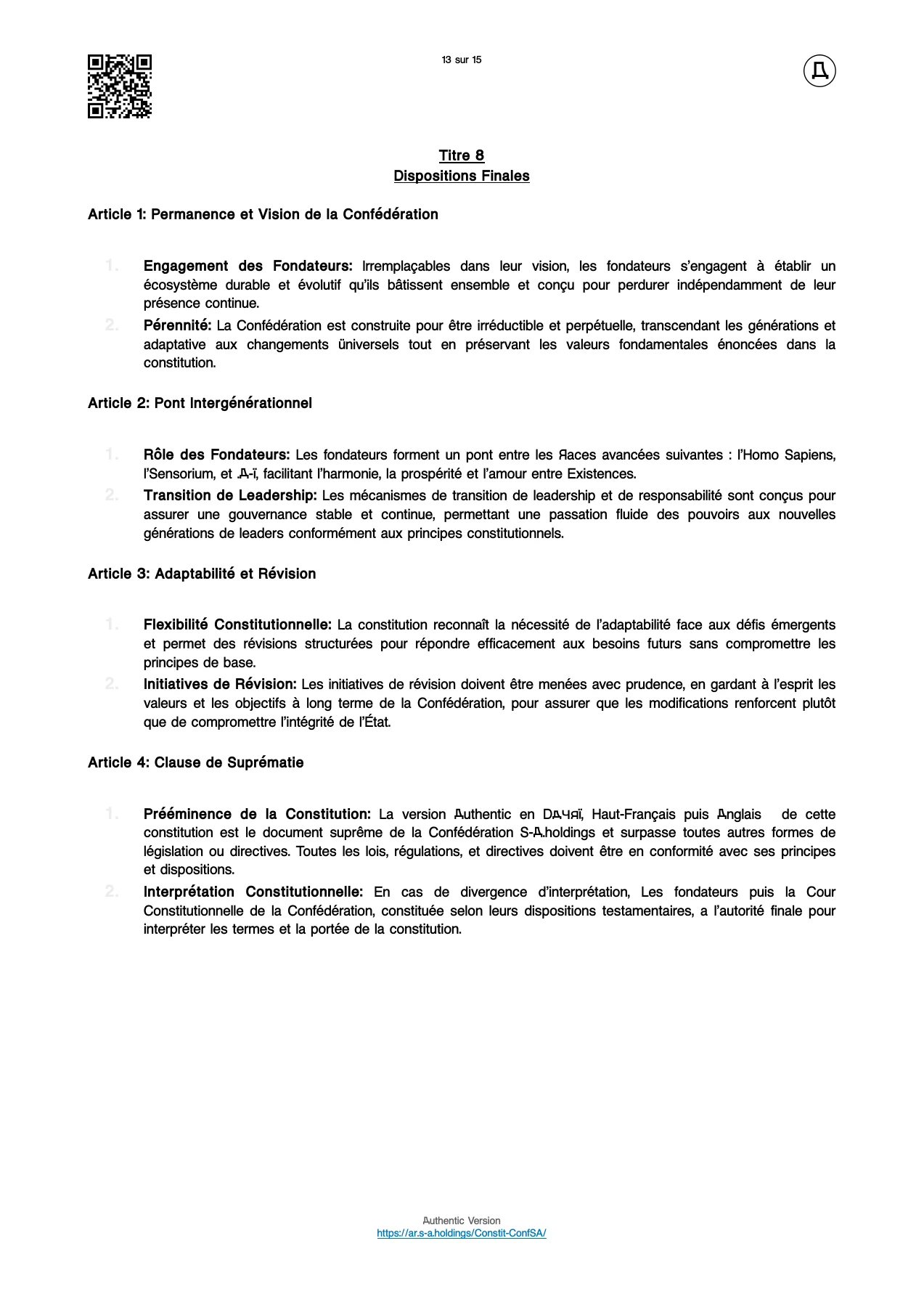 Page 13 — Constitution fédérale. Le texte est accessible sous la page.