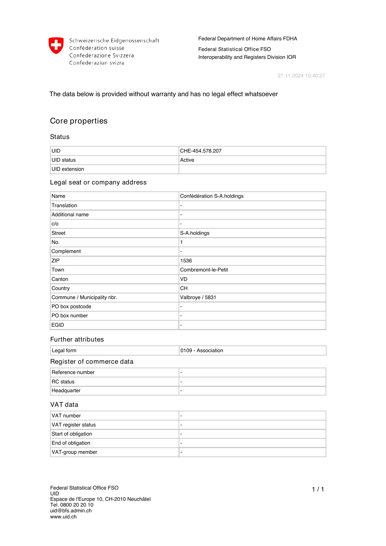 Page 1 — Identification des entreprises · IDE. Le texte est accessible sous la page.