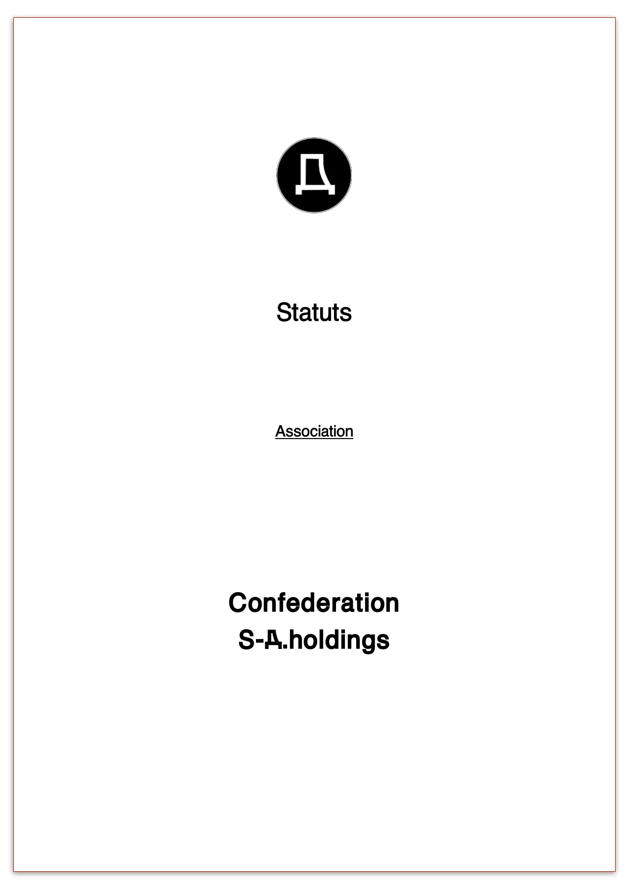Page 1 — Statuts de l’association. Le texte est accessible sous la page.